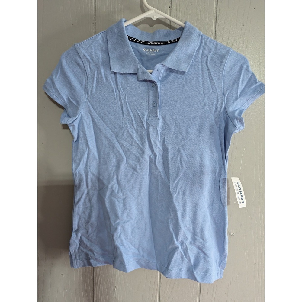 Old Navy Girl 14-16 blue polo school uniform shirt top NWT